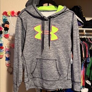 Under Armour Heathered Gray Hoodie with Neon Accents